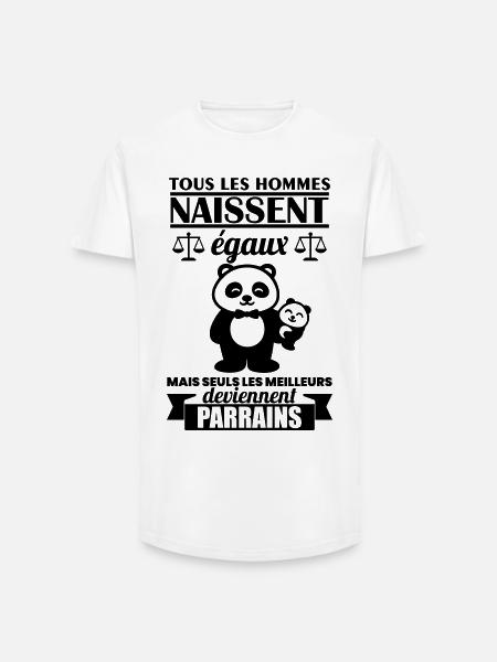 Cadeau Parrain Panda – Meilleur Parrain - T-shirt coupe longue homme - blanc