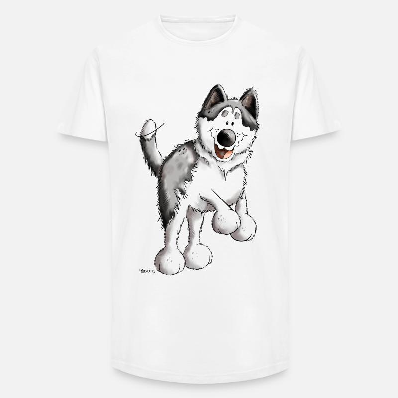 Fröhlicher Husky - Long Fit Männer T-Shirt - Weiß