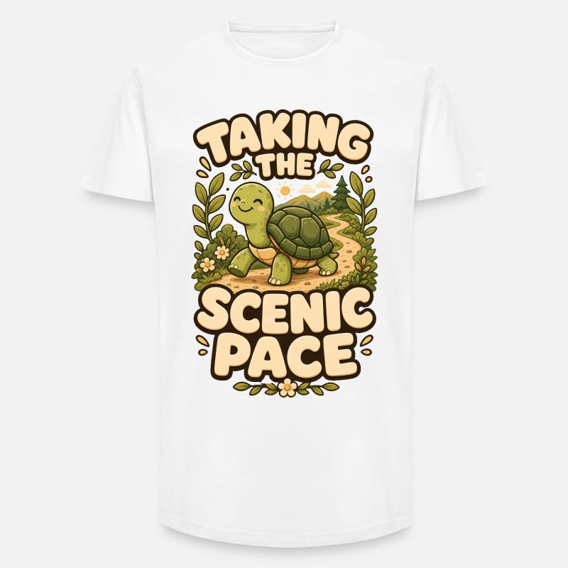 Taking The Scenic Pace Schildkröte - Long Fit Männer T-Shirt - Weiß