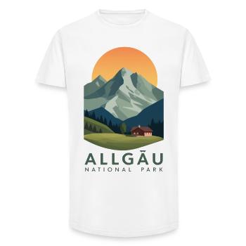 Allgäu National Park | Vintage Mountain - Long Fit Männer T-Shirt - Weiß - Vorne - AI Model Male 185 light (185cm)
