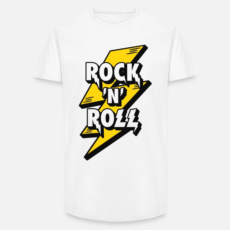 Elektrisierendes Rock'n'Roll-Lightning-Design - Long Fit Männer T-Shirt - Weiß