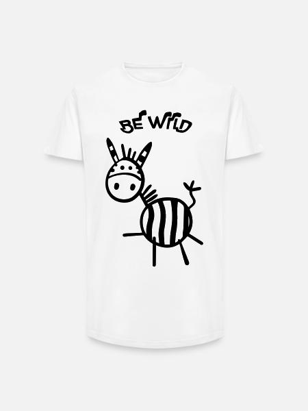 Be Wild Zebra - Long Fit Men's T-Shirt - white