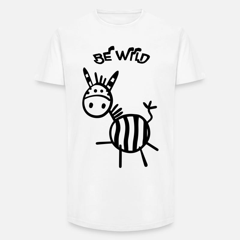 Be Wild Zebra - Long Fit Men's T-Shirt - white