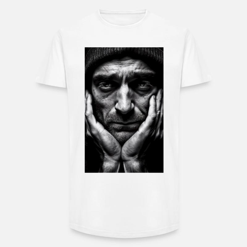 Thinking Guy - Long Fit Männer T-Shirt - Weiß