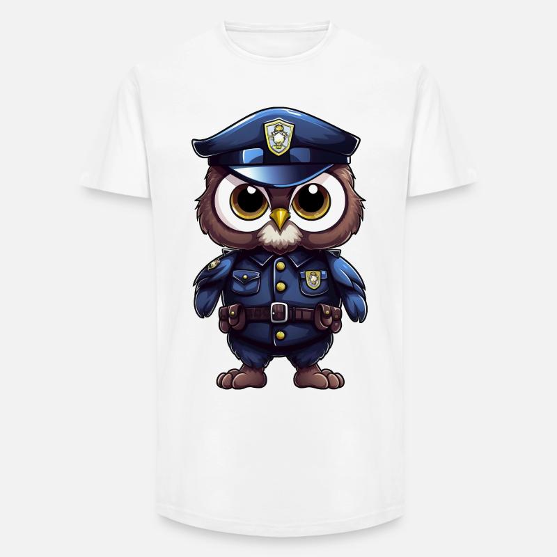 Polizei Eule - Long Fit Männer T-Shirt - Weiß