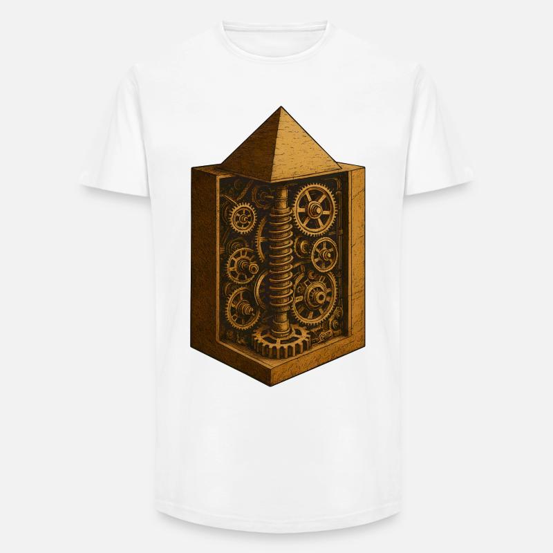 Pyramide von Chephren | Antike Getriebemechanik-Kunst - Long Fit Männer T-Shirt - Weiß
