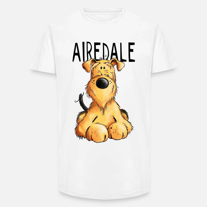 Witziger Airedale Terrier - Hund - Geschenk - Long Fit Männer T-Shirt - Weiß