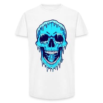 Crâne bleu fondant - T-shirt coupe longue homme - blanc - Devant - AI Model Male 185 light (185cm)