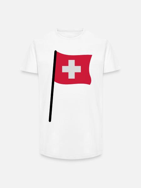 drapeau suisse - T-shirt coupe longue homme - blanc