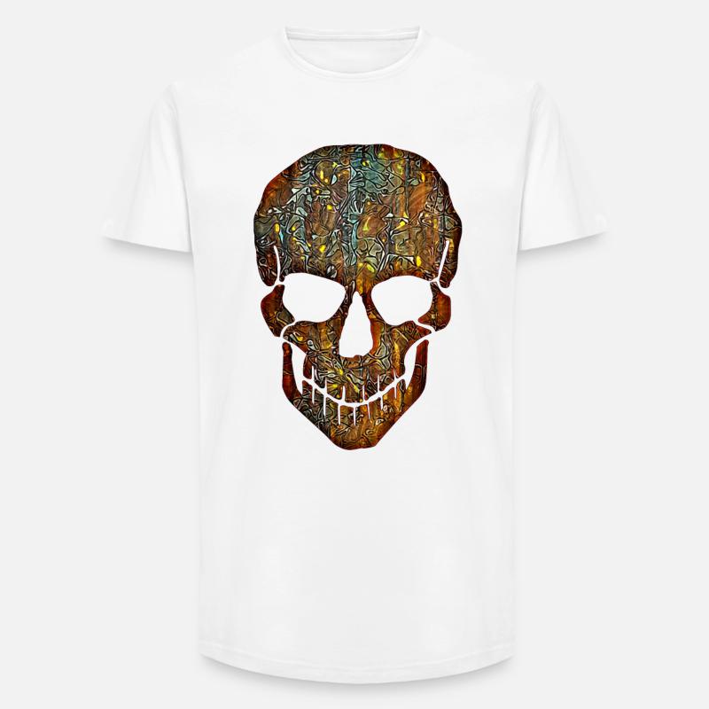 Flower Skull - Long Fit Männer T-Shirt - Weiß