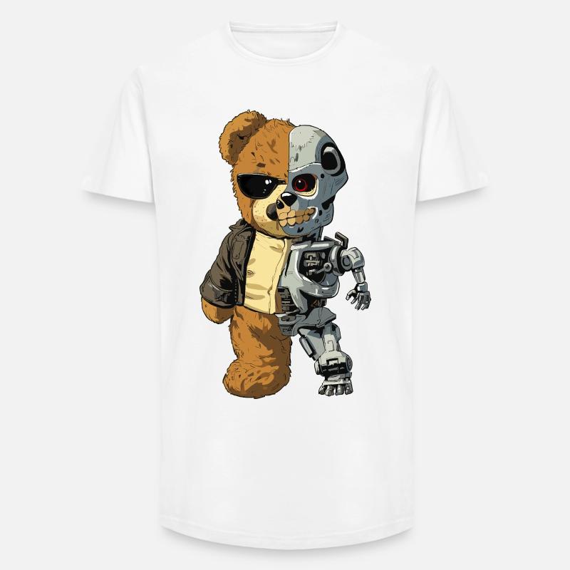 Bärenroboter Cyborg - Long Fit Männer T-Shirt - Weiß