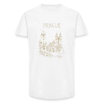 Stilisierte Prag - Long Fit Männer T-Shirt - Weiß - Vorne - AI Model Male 185 light (185cm)