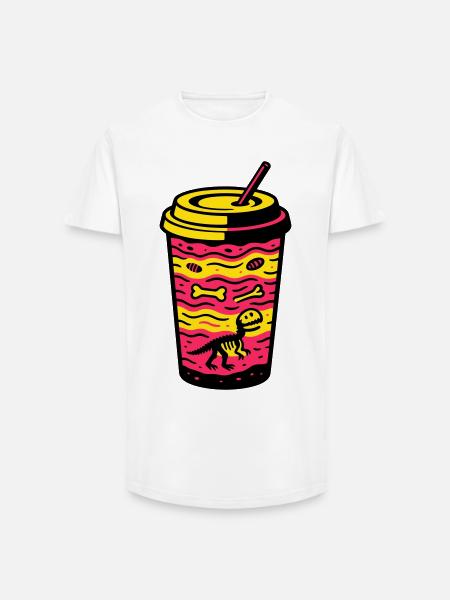 Matcha Dino Cup - Long Fit Men's T-Shirt - white