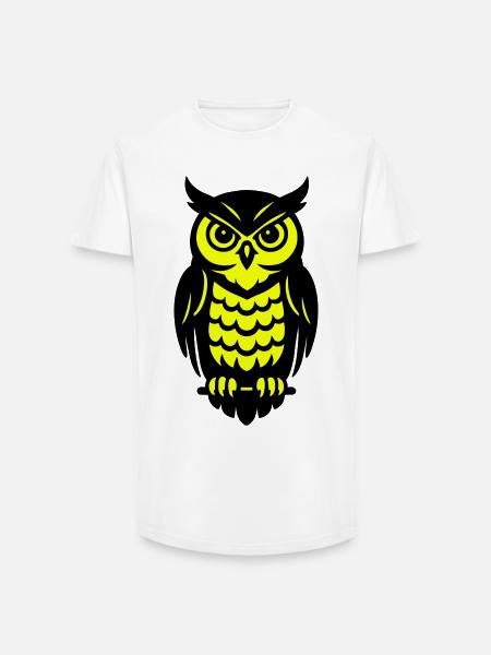 Pop Art Eulen Design - Long Fit Männer T-Shirt - Weiß