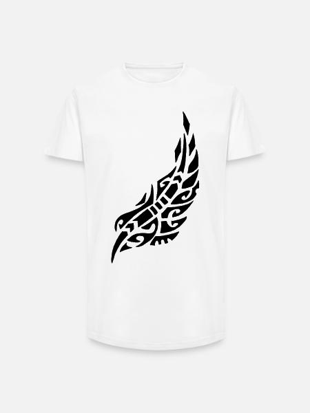 Black Feather of the Bird - Long Fit Men's T-Shirt - white