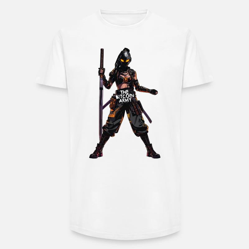 Bitcoin Bazooka – Die Bitcoin-Armee – Samurai 03 - Long Fit Männer T-Shirt - Weiß