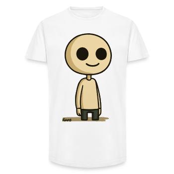 Personnage de dessin animé simple à tête ronde - T-shirt coupe longue homme - blanc - Devant - AI Model Male 185 light (185cm)