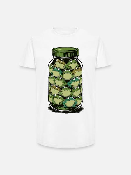 Frog Jar: Playful Amphibian Stack - Long Fit Men's T-Shirt - white