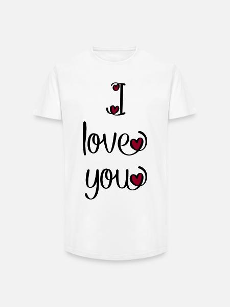 Je t'aime - T-shirt coupe longue homme - blanc