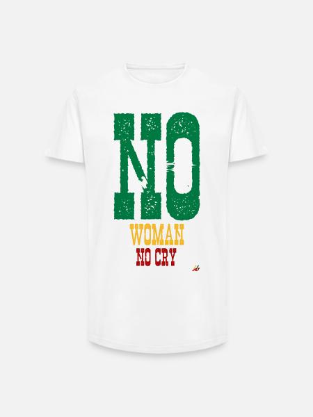 NO WOMAN NO CRY - Long Fit Men's T-Shirt - white