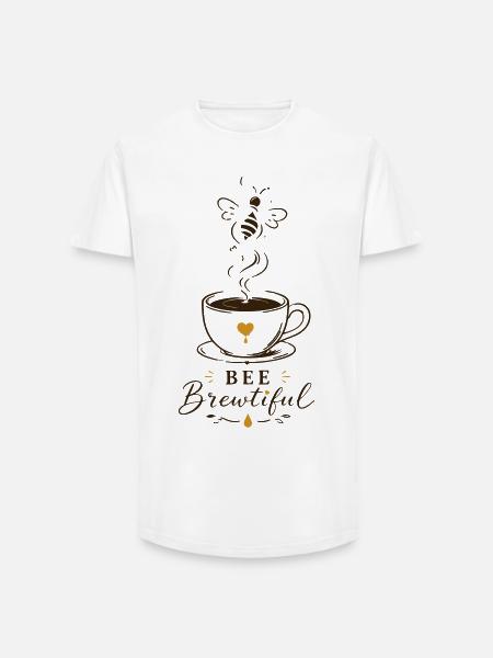 BEE Brewtiful Coffee Mug Design - Long Fit Men's T-Shirt - white