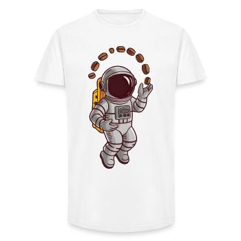 Astronaut Kaffee Kaffeebohnen Weltall Weltraum All - Long Fit Männer T-Shirt - Weiß - Vorne - AI Model Male 185 light (185cm)