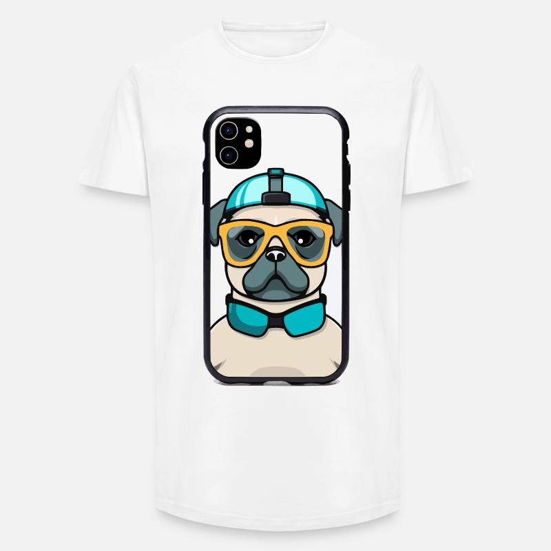 Pug mit Schnorchel und Brille - Long Fit Männer T-Shirt - Weiß