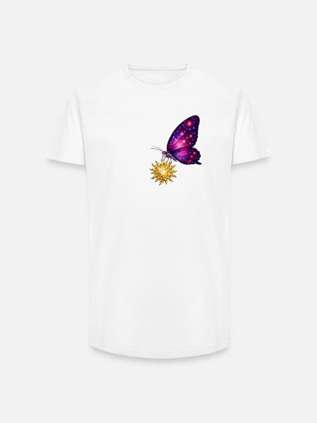 Golden Sun and space butterfly. - Long Fit Men's T-Shirt - white