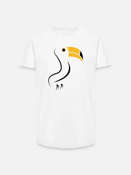 toucan silhouette - T-shirt coupe longue homme - blanc