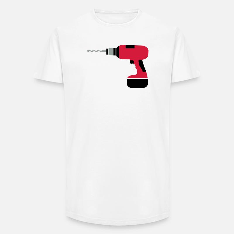 Akkubohrer - Long Fit Männer T-Shirt - Weiß
