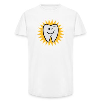Glücklicher Zahn - Long Fit Männer T-Shirt - Weiß - Vorne - AI Model Male 185 light (185cm)