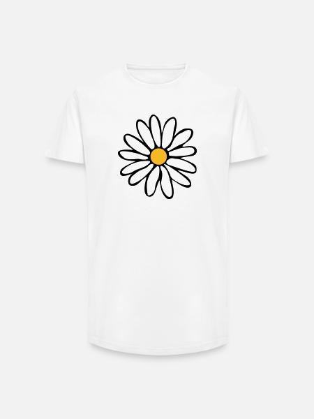 Marguerites - T-shirt coupe longue homme - blanc