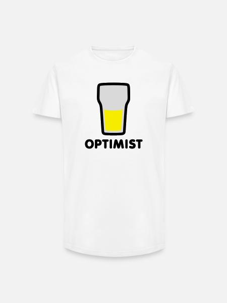 Het glas is half vol - Heren T-shirt met lange pasvorm - wit