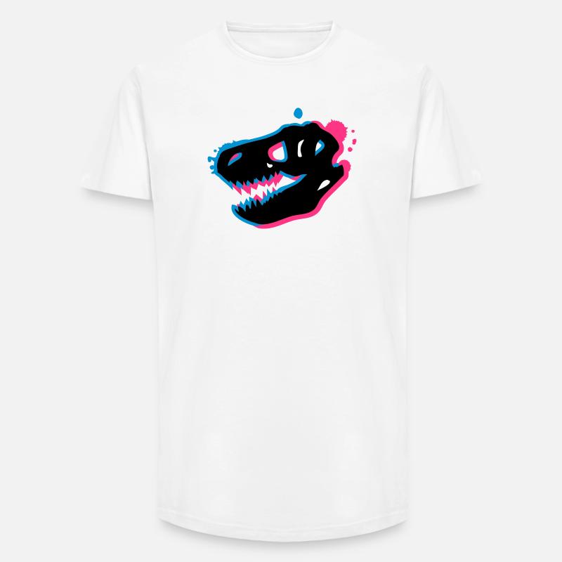 T Rex Schädel 3-D - Long Fit Männer T-Shirt - Weiß