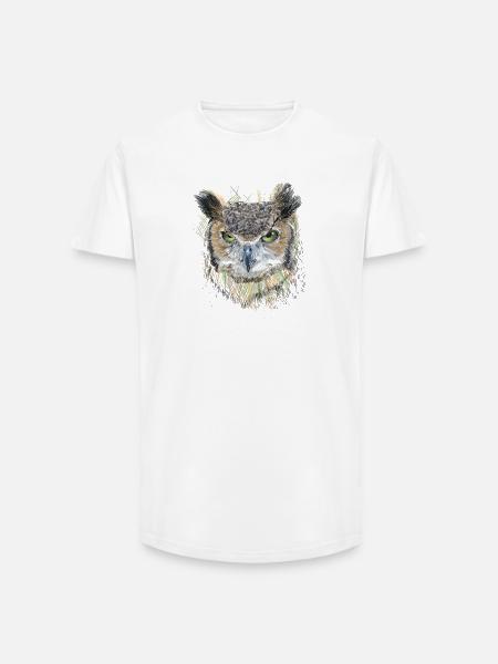 Owl - T-shirt coupe longue homme - blanc