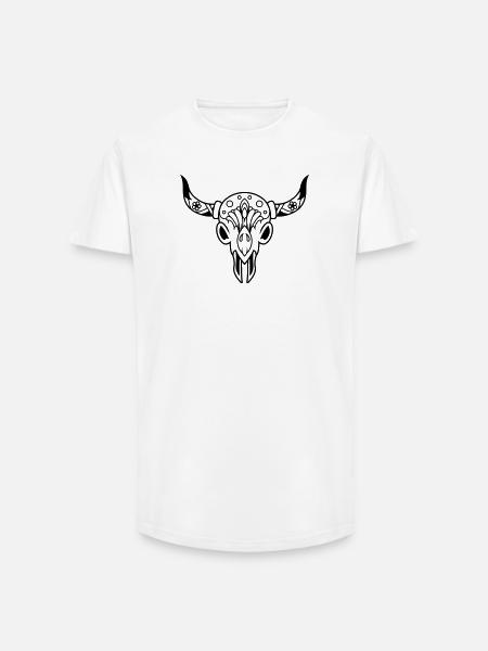 Schädel mit Hörnern - Long Fit Männer T-Shirt - Weiß