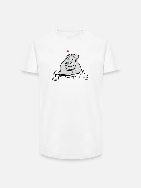 Zwei verliebte Eisbären - Long Fit Männer T-Shirt - Weiß