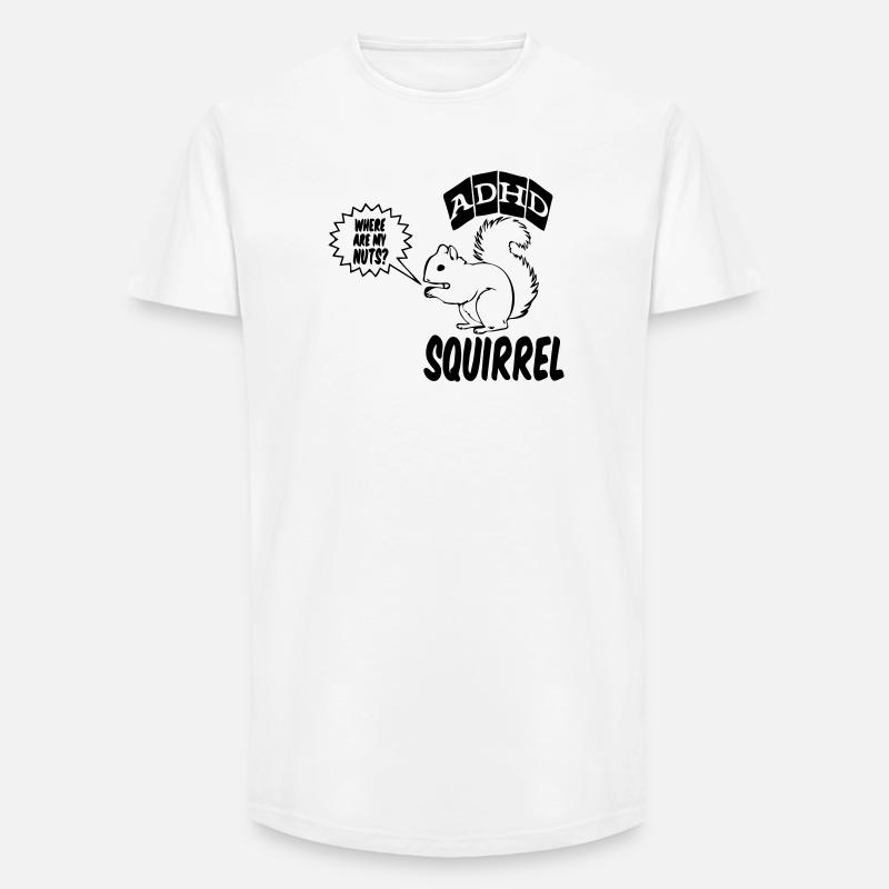 ADHD Squirrel ADHS Spruch Geschenk - Long Fit Männer T-Shirt - Weiß