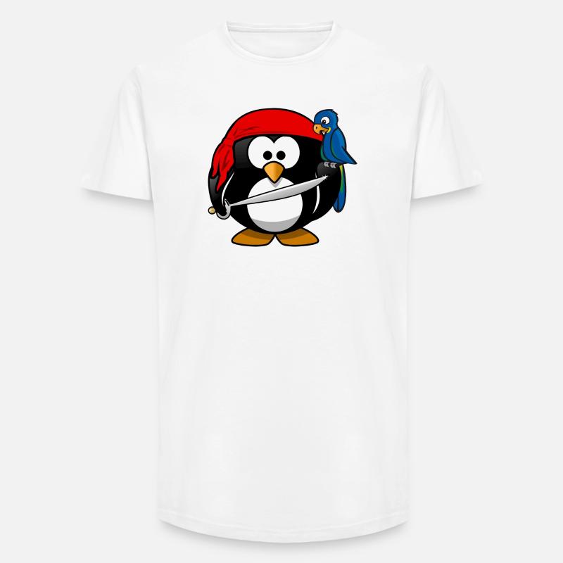 Pirat Pinguin Seeräuber - Long Fit Männer T-Shirt - Weiß