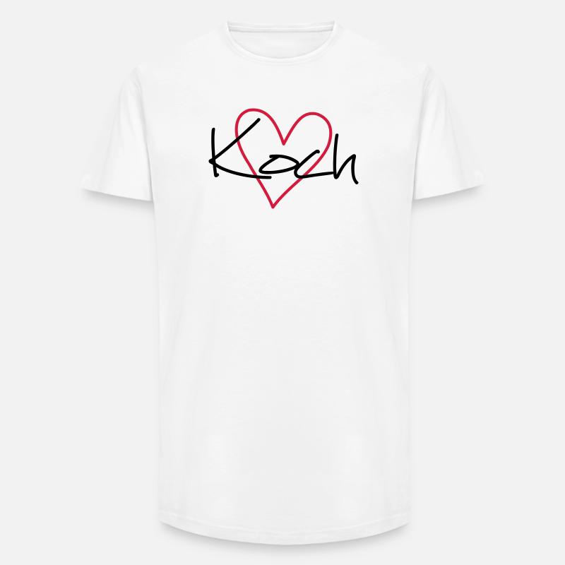 Koch Herz Hobbykoch Küche Geschenkidee - Long Fit Männer T-Shirt - Weiß