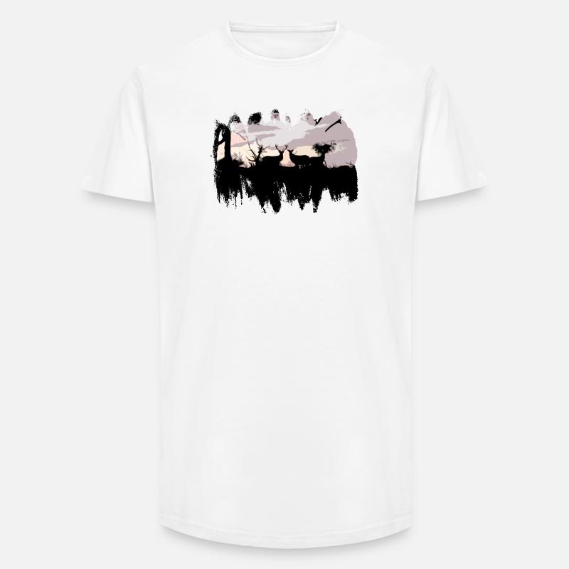 Hirschartigen im Ansatz - Long Fit Männer T-Shirt - Weiß