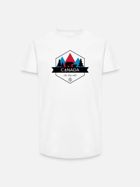 Kanada in die Wildnis mit Bären und Wald - Long Fit Männer T-Shirt - Weiß