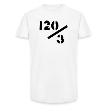 40 years - 120/3 - Long Fit Men's T-Shirt - white - Front - AI Model Male 185 light (185cm)