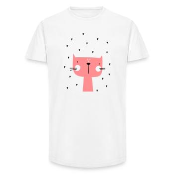 Cat with heart - Long Fit Men's T-Shirt - white - Front - AI Model Male 185 light (185cm)