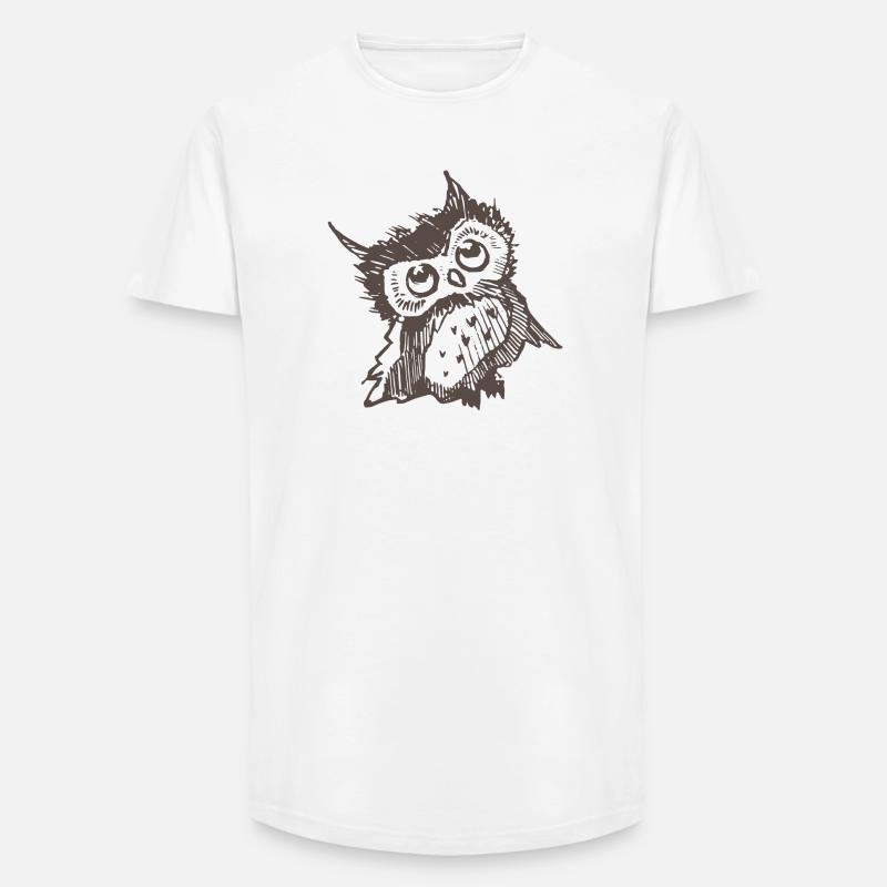 Eule - Long Fit Männer T-Shirt - Weiß