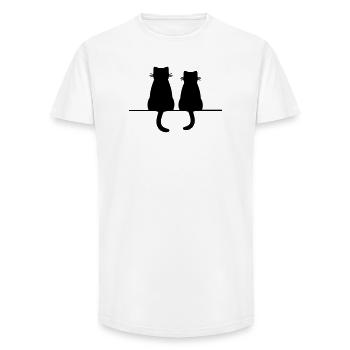 Cadeau d'amour d'amitié de chat de chats de chat - T-shirt coupe longue homme - blanc - Devant - AI Model Male 185 light (185cm)
