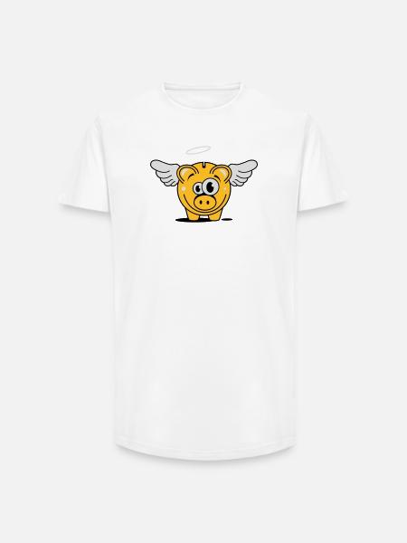 Sparschwein mit Flügel und Heiligenschein - Long Fit Männer T-Shirt - Weiß