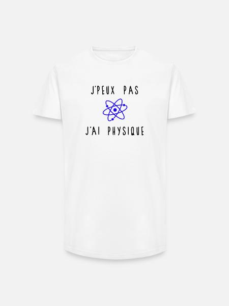 J'peux Pas J'ai Physique Atome Bleu - T-shirt coupe longue homme - blanc