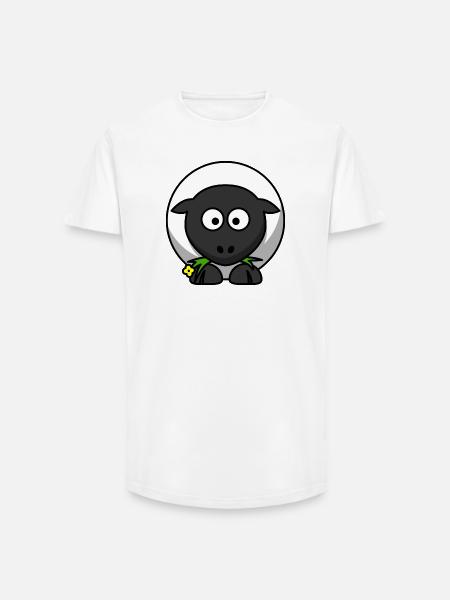 Moonlit Night Sheep Cartoon - Long Fit Men's T-Shirt - white
