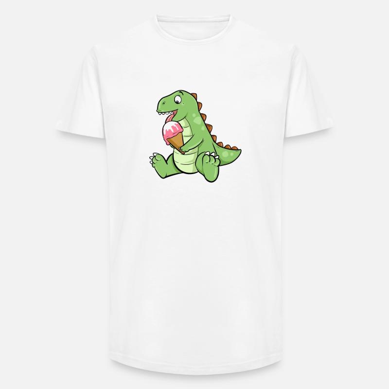 Eiscreme Dino Erdbeereis Dinosaurier T-Rex Saurier - Long Fit Männer T-Shirt - Weiß